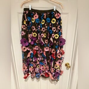 Anthropologie Multicolor Floral A-Line Skirt